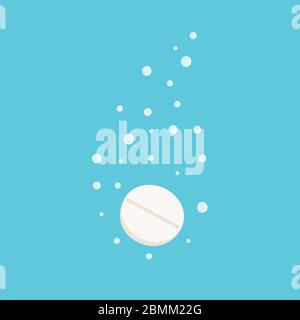 Pill in water. Illustration on white background Stock Vector