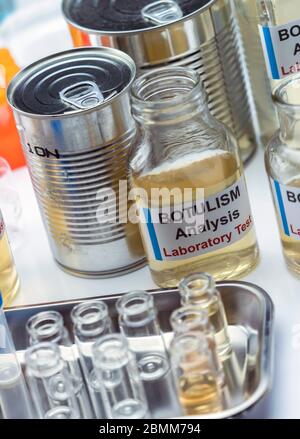 Botulism samples in laboratory, conceptual image Stock Photo