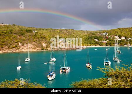 A beautiful rainbow over English Harbor in Antigua.