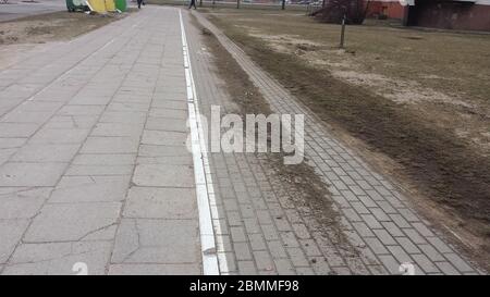 Pedestrian path with dirt on it after cleaning was done Stock Photo
