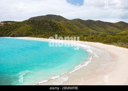 The pristine and hard to reach beach in the Rendezvous Bay in Antigua. Stock Photo