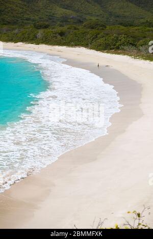 The pristine and hard to reach beach in the Rendezvous Bay in Antigua. Stock Photo