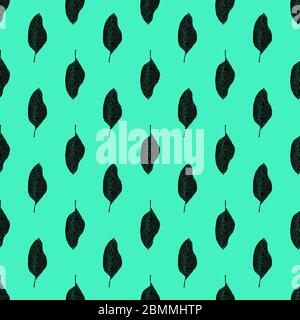 Banana tree plant leaf seamless pattern. Black line art doodle sketch on mint background. Vector illustration for greeting cards, posters, flyers, banners, wallpaper, wrapping paper, botanical design etc. EPS10 Stock Vector