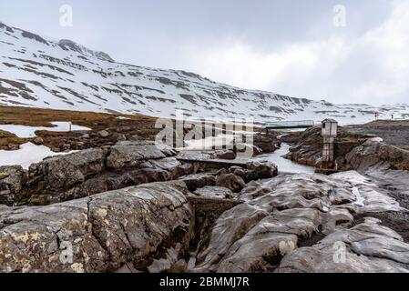 The water level monitoring station by the  Monument to Þorbjörn Arnoddsson Stock Photo