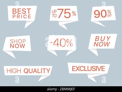 Red paper label set Stock Vector