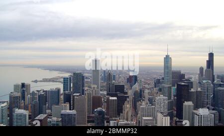 CHICAGO, ILLINOIS, UNITED STATES - DEC 11th, 2015: View from John Hancock tower fourth highest building in Chicago Stock Photo