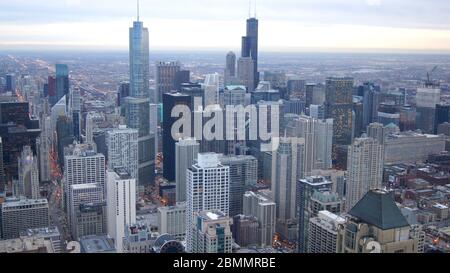 CHICAGO, ILLINOIS, UNITED STATES - DEC 11th, 2015: View from John Hancock tower fourth highest building in Chicago Stock Photo