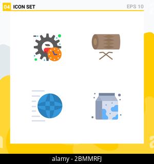 Set of 4 Commercial Flat Icons pack for administrator, st, product, instrument, logistic Editable Vector Design Elements Stock Vector
