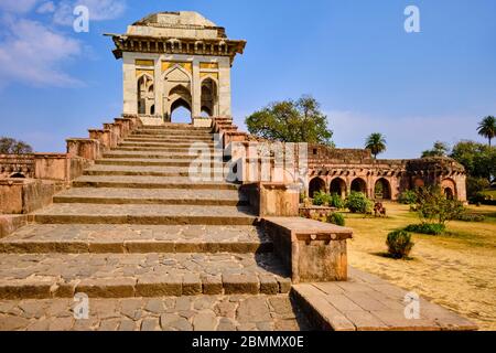 India, Madhya Pradesh state, Mandu, Ashrafi Mahal palace, ancient madrasa or Koranic school, Afghan style architecture Stock Photo