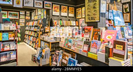 Multi -BD Belgian comic book store in Brussels city (122-124 bd Anspach) - Brussels, Belgium - 1 january 2020 Stock Photo