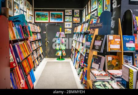 Multi -BD Belgian comic book store in Brussels city (122-124 bd Anspach) - Brussels, Belgium - 1 january 2020 Stock Photo