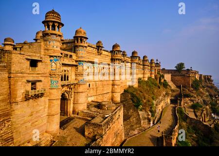 India, Madhya Pradesh state, Gwalior, Fort Palace of Man Singh Stock Photo