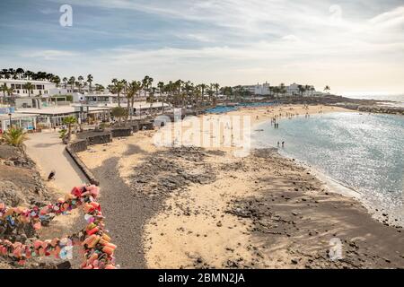 Coastal views of the Flamingo Beach, at Playa Blanca in Southern Lanzarote, Canary Islands, Spain, España. Stock Photo