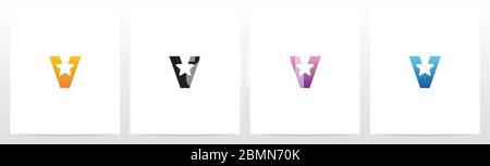 Star On Letter Logo Design V Stock Vector