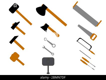 Set of bench tools on a white background. Stock Vector