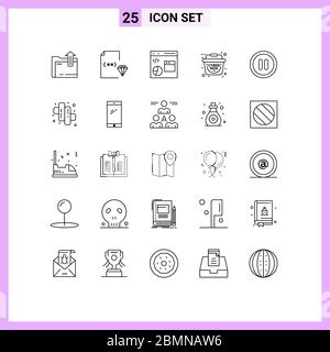 Universal Icon Symbols Group of 25 Modern Lines of interface, sale, file, basket, development Editable Vector Design Elements Stock Vector