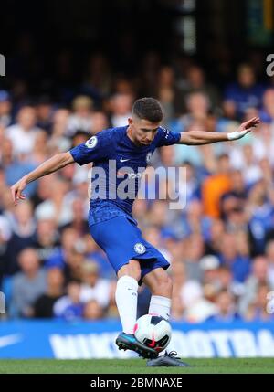 Jorginho of Chelsea in action during the Premier League match between Chelsea and Leicester City at Stamford Bridge.(Final Score: Chelsea 1 - 1 Leicester) Stock Photo