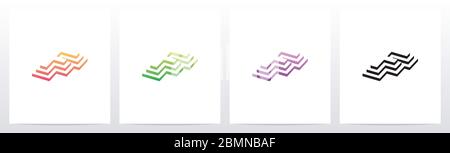 Steps On Letter Logo Design F Stock Vector