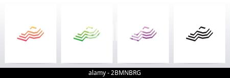 Steps On Letter Logo Design P Stock Vector
