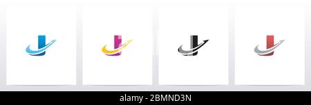 Swoosh Arrow Lines Letter Logo Design J Stock Vector