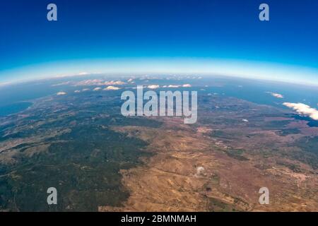 sicily aerial from airplane before landing in catania Stock Photo