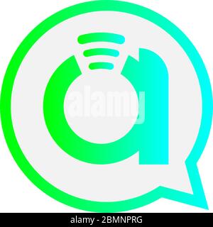 Letter A Wireless Internet in the chat bubble logo illustration Stock Vector