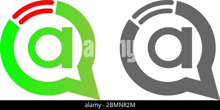 Letter A Wireless Internet in the chat bubble logo illustration Stock Vector