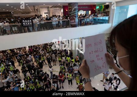 Hong Kong China 10th May 2020 Pro Democracy Supporters Wearing Face Mask As A Precautionary Measure Against The Covid 19 Coronavirus Gathering At Harbour City Shopping Mall In The Tsim Sha Shui District