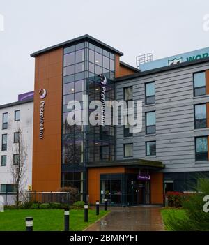 Worcester, United Kingdom - March 15 2020:  The frontage of the Premier Inn hotel on New Road Stock Photo