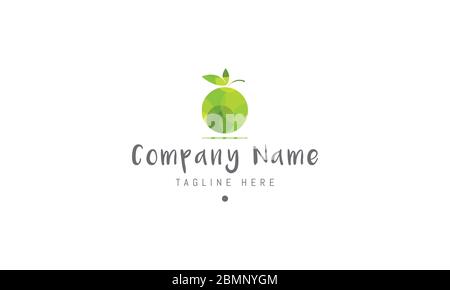 Vector logo on which an abstract image of an apple from different shades of green. Stock Vector
