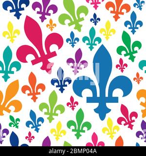 multicolored Quebec emblem icon blue seamless pattern vector Stock Vector