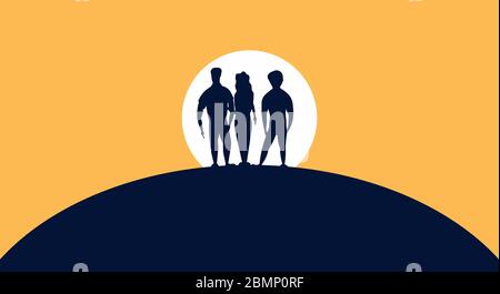 World refugee day concept immigrant international background. Human help vector awareness migrant humanitarian crisis care. Support life Earth global Stock Vector