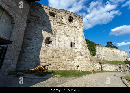 Eger, Hungary - 04 26 2020: Entrance of the Eger Castle in Hungary on a sunny afternoon. Stock Photo