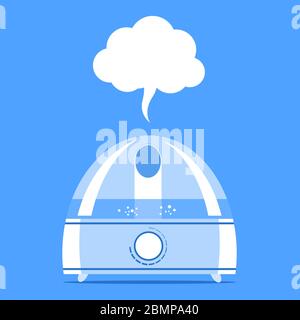 Illustration of a humidifier with water vapor. Stock Vector