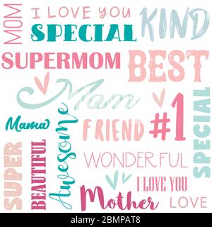 Mother's Day seamless word pattern for backgrounds, gift wrap, scrapbooking. can be use for sale advertisement, backdrop. vector illustration Stock Vector