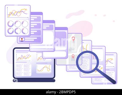 Cartoon icon search engine marketing business for concept design with web, phone, tablet and app pages. Copywriting service, content management, best SEO concept. 3d flat style infographic template. Stock Vector
