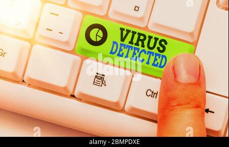 Handwriting text writing Virus Detected. Conceptual photo A computer program used to prevent and remove malware Stock Photo