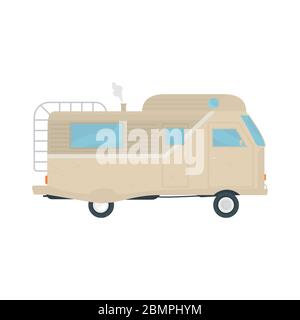 Colour illustration of a family bus for a trip to nature, isolated vector illustration on a white background Stock Vector