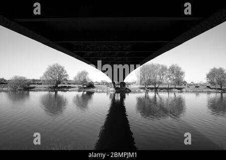View from under a single span bridge Stock Photo