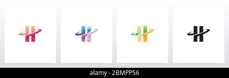 Swoosh Graphic On Letter Logo Design H Stock Vector