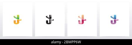 Swoosh Graphic On Letter Logo Design J Stock Vector