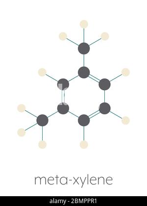 Meta-xylene (m-xylene) aromatic hydrocarbon molecule. Skeletal formula ...