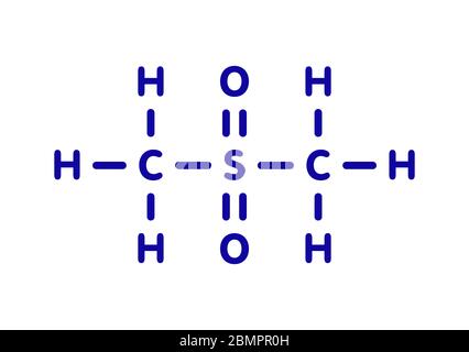 Methylsulfonylmethane (MSM) dietary supplement molecule, chemical structure Skeletal formula. Stock Photo