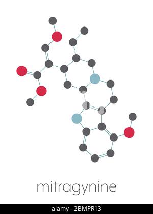 Mitragynine molecule. Herbal alkaloid present in kratom (ketum ...