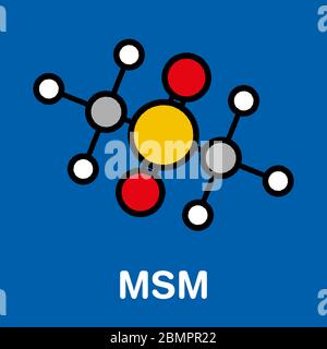 Methylsulfonylmethane (MSM) dietary supplement molecule, chemical structure Stock Photo