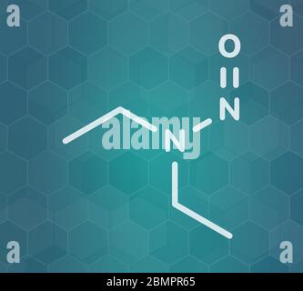 N-Nitroso-diethylamine or NDEA carcinogenic molecule. Skeletal formula. Stock Photo