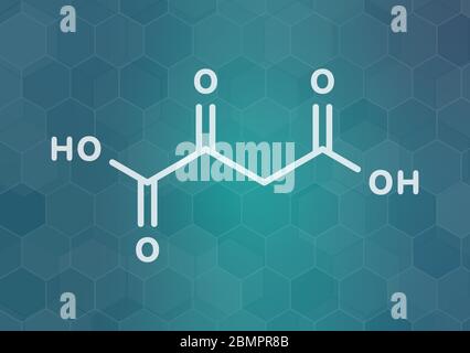 Oxaloacetic acid (oxaloacetate) metabolic intermediate molecule. Skeletal formula. Stock Photo