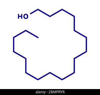 Stearyl alcohol molecule. Constituent of cetostearyl alcohol (cetearyl alcohol, cetylstearyl alcohol). Skeletal formula. Stock Photo