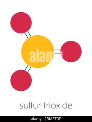 Sulfur trioxide, SO3, molecule model and chemical formula. Significant ...