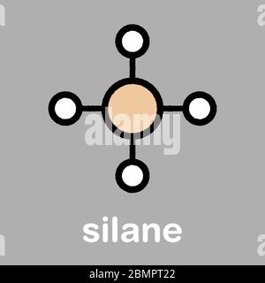 Silane (SiH4) molecule. Stylized skeletal formula (chemical structure ...